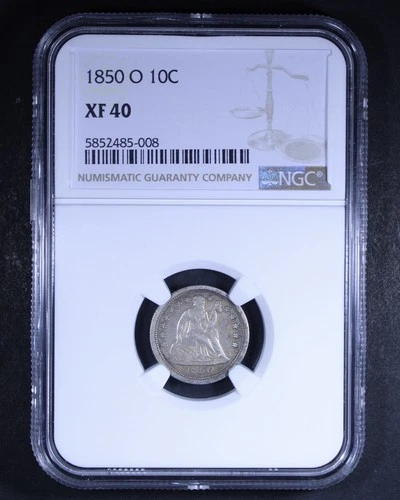 1850-O Seated Liberty Dime - 10c NGC XF40 - Nice Coin!