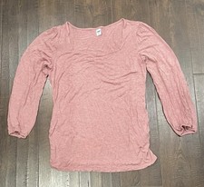 Old Navy Maternity Pink Solid Scoop Neck Stre...