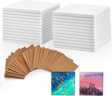 COYMOS 24 Pcs Ceramic Tiles for Crafts Ceramic Coasters for Crafts Blank White