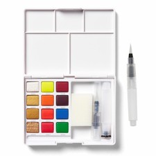 Sakura KOI Watercolors- 12 CAC Pocket Field Sketch Box w/Brush XNCW-12MH NEW 