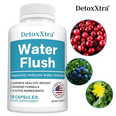 Water Flush Pills - 12-in-1 Formula to Reduce Bloating, Swelling 30/60/120 Caps