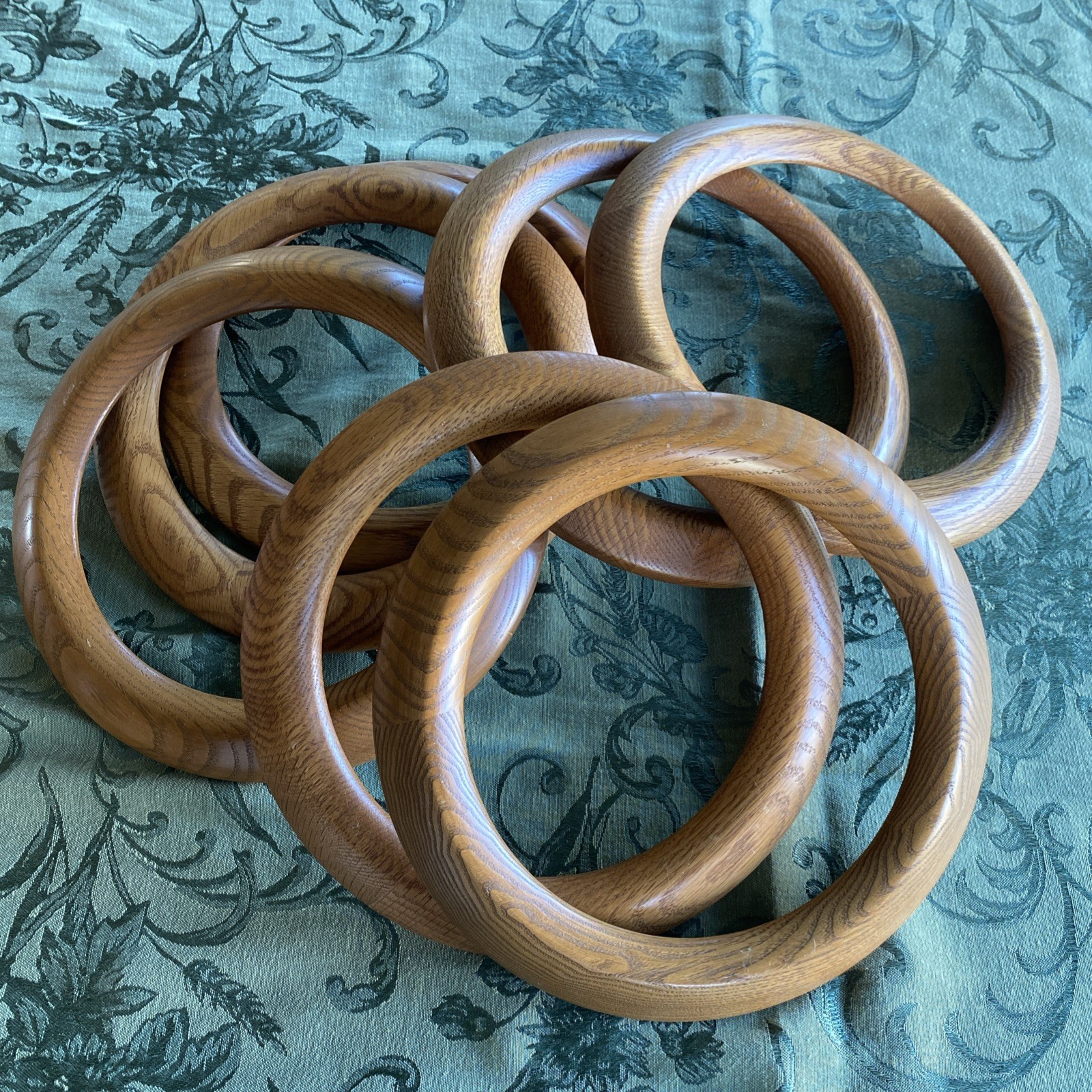 7 Vintage Bard's #782 Oak Wood  Round Plate Frames 10"