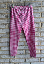 Polo Ralph Lauren White/Pink Gingham Cotton Blend Capri Leggings Size L 12-14 
