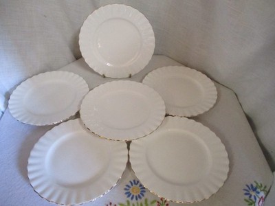 Royal Albert Val D'Or Set 6 Beilagen Teeteller 16 cm klassisch weiß englisches Porzellan