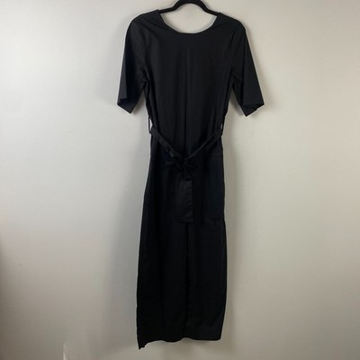 COS Jumpsuit Womens 6 Black Crop Wide Leg V Back Tie Waist | eBay
