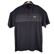 Under Armour Playoff polo shirt mens L Large blue striped golf performance