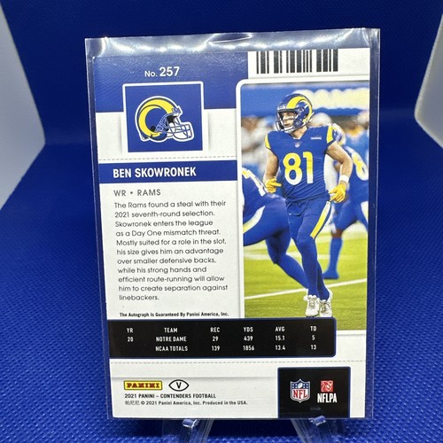 2021 Panini Contenders Ben Skowronek #257 RC Ticket Variation Autograph - Rams - Picture 4 of 4