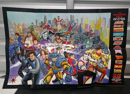 Vintage 1993 Comic Promo Poster THE VALIANT ERA - ALL CHARACTERS 34x22