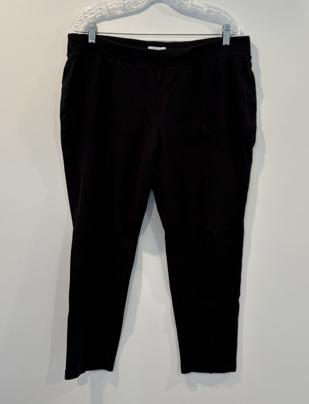 Kate Hill Woman Black Ponte Knit Pull On Trousers Front Seam Plus Size 1X 0147