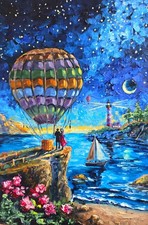 Küstenlandschaft mit Leuchtturm Ölmalerei 20x30 cm Meer Ölgemälde auf Malkarton