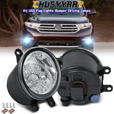 LED PAIR Front Bumper Fog Lights Driving Lamps For Toyota Highlander 2008-2011