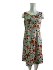 Adini Fit & Flare Dress Size S Womens EU38 Light Blue Floral Cotton Sleeveless