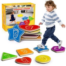Wooden Stepping Stones for Kids, 6Pcs Non-Slip Toddler Balance Indoor Outdoor