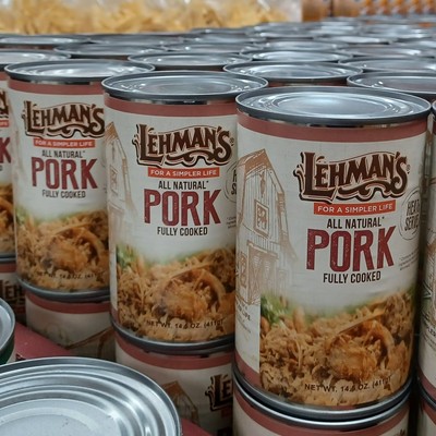 Lehman's All Natural Canned Meat, USA Made Ready to Eat 14.5 oz Case of 24, Pork