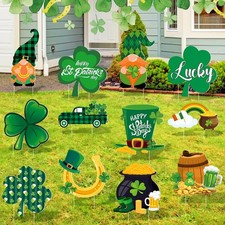 12 Pcs St. Patricks Day Outdoor Yard Decoration Shamrocks Horseshoe Garden La...