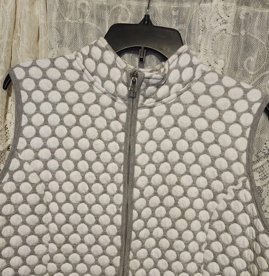 Mujer Kim Rogers Gris Blanco Geométrico Lunares Sin Mangas Informal Vestido Chaleco L Foto 4 de 4
