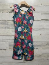 Unitard - Floral Shiny Dancewear - Girls Size 10/12 160 - Very Good Used Condi