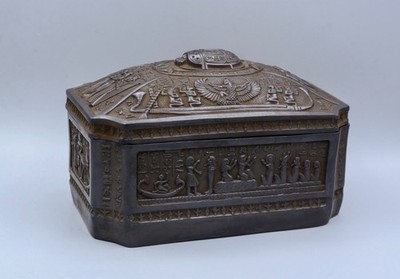 Egyptian Sphinx Trinket Box Black Antique Style Handmade Decor