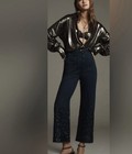 Collete Cropped Wide Leg  Jeans  By Maeve Sequin Edition Size 25 P — photo 1