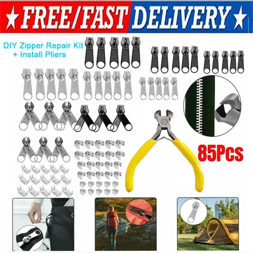 85PCS Zipper Replacement Repair Kits Install Pliers for Bags Jacket Coats Jeans - product listing photo