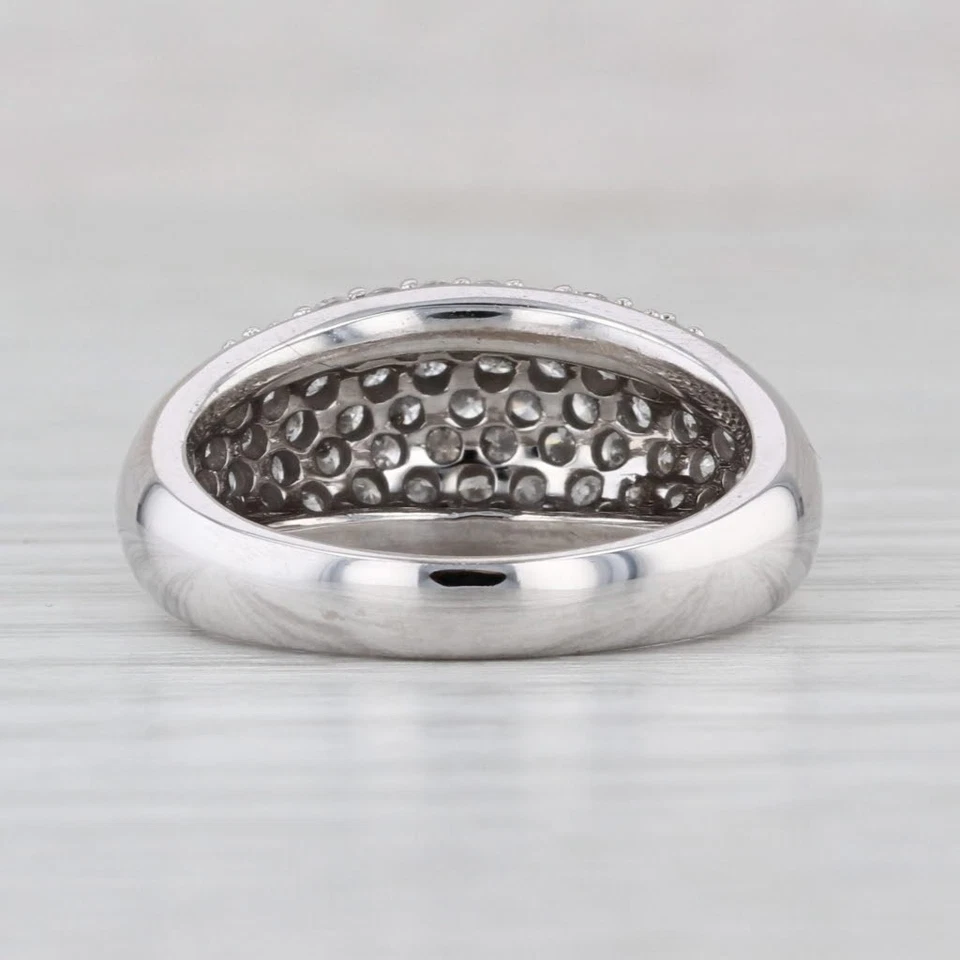 Anillo abovedado de diamantes pavé de 1 quilate de oro blanco de 14 k talla 7 Foto 4 de 4