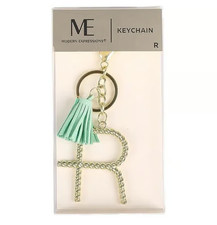 Modern Expressions Initial "S Monogram Keychain with Aqua Tassels