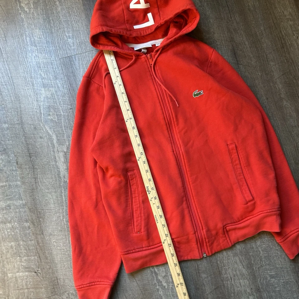 Sudadera con Capucha Lacoste Para Hombre Talla Mediana: M ROJA Cremallera Completa Bolsillos Logo Foto 4 de 4