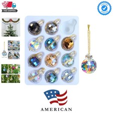 12 Pcs Multicolor Crystal Glass Christmas Balls Ornaments, 0.87" Mini Colorfu...