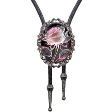 Bolo Tie for Women Men Flower Rose Western Cowboy Brown Leather Country Style...