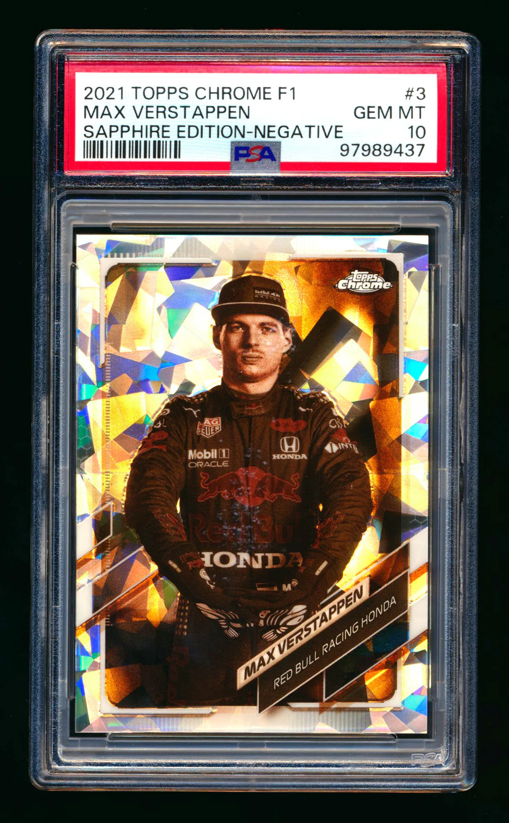 2021 Topps Chrome Sapphire F1 #3 Max Verstappen Negative Refractor 93/100 PSA 10