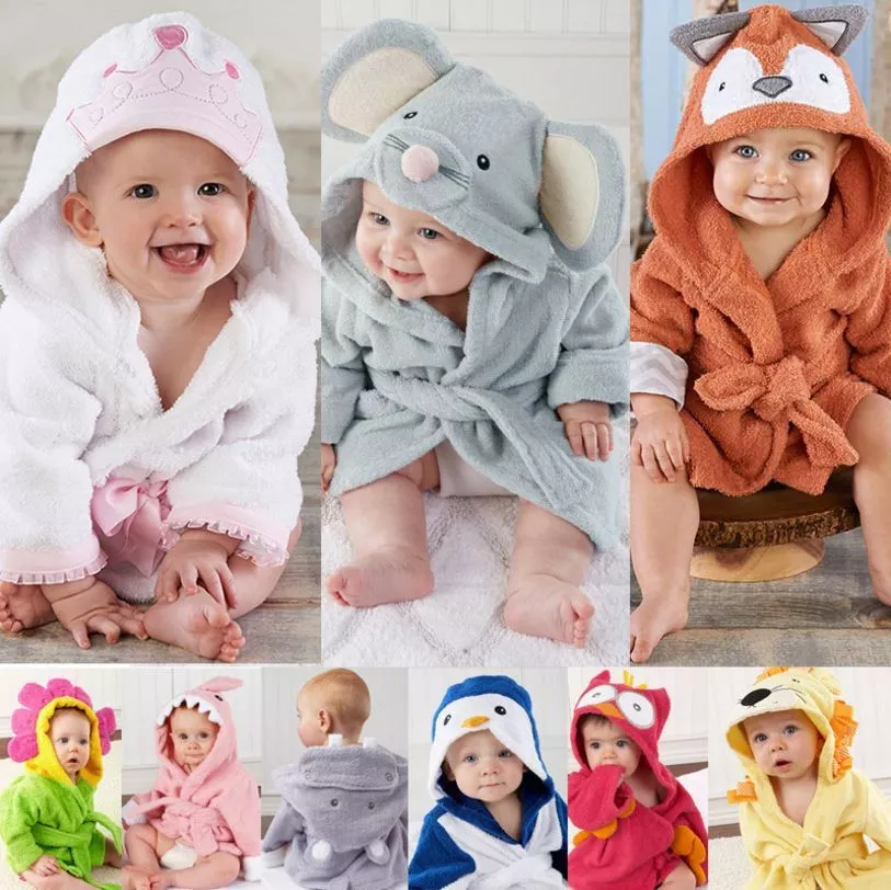 Baby Infant Hooded Towels Bath Robe Beach Cover Ups Bath Hooded