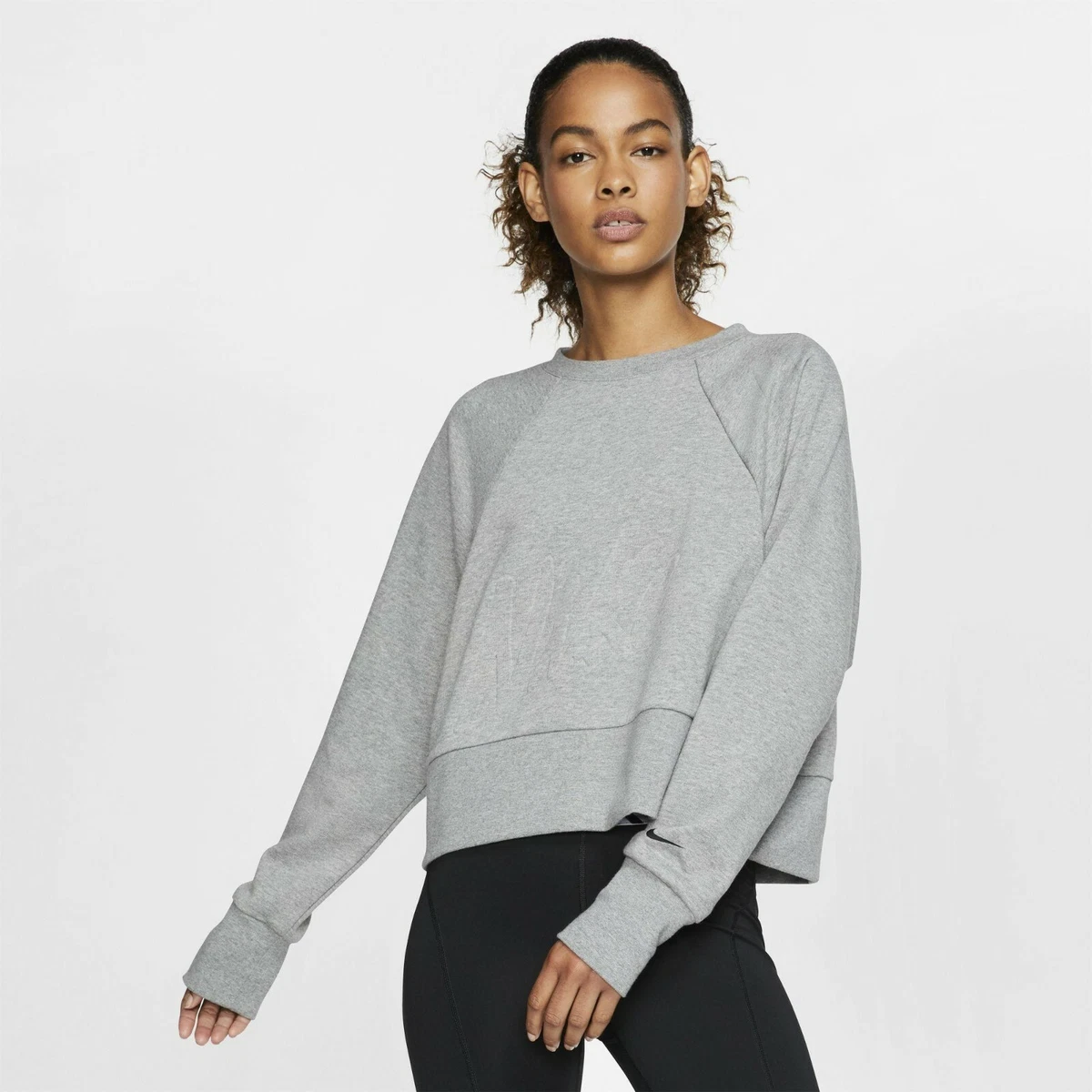 Nike Dri fit Get Fit Fleece Training Crew Sweatshirt Carbon Grey
