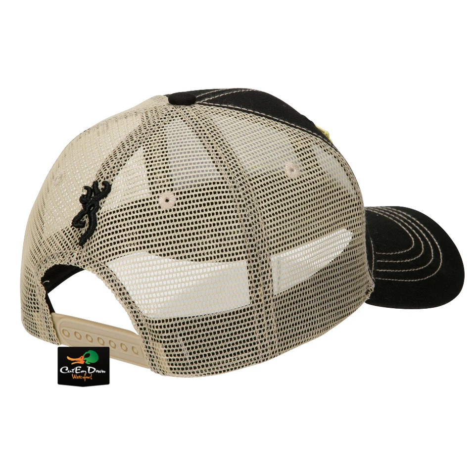 NEW BROWNING PATRIOT MESH BACK SNAPBACK HAT BALL CAP BUCKMARK LOGO BLACK TAN - Image 2 of 2