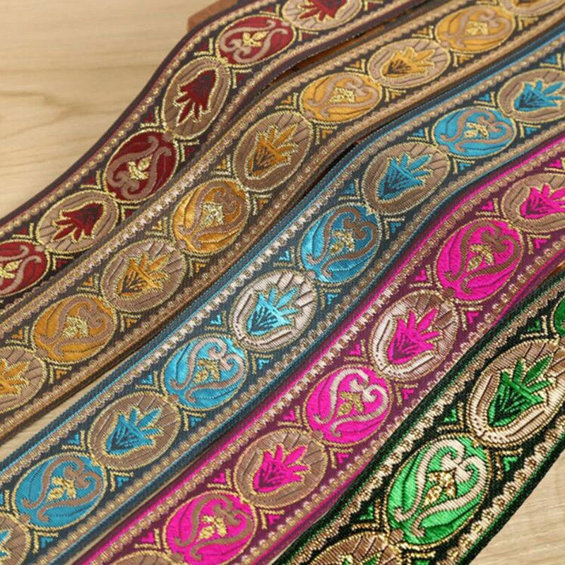 复古花卉刺绣提花丝带装饰编织边饰 7 年*33 毫米 — 第 3/4 张图片