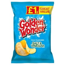 Golden Wonder Salt & Vinegar Crisps – 18 x 57g Packs – Full Box Crisp Snack Bags
