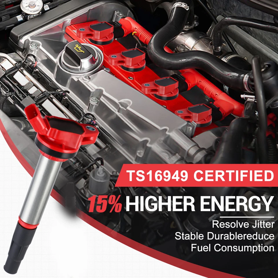 Bujía de iridio bobina de encendido de alta resistencia 4 piezas para Toyota Corolla Prius UF596 Foto 3 de 4