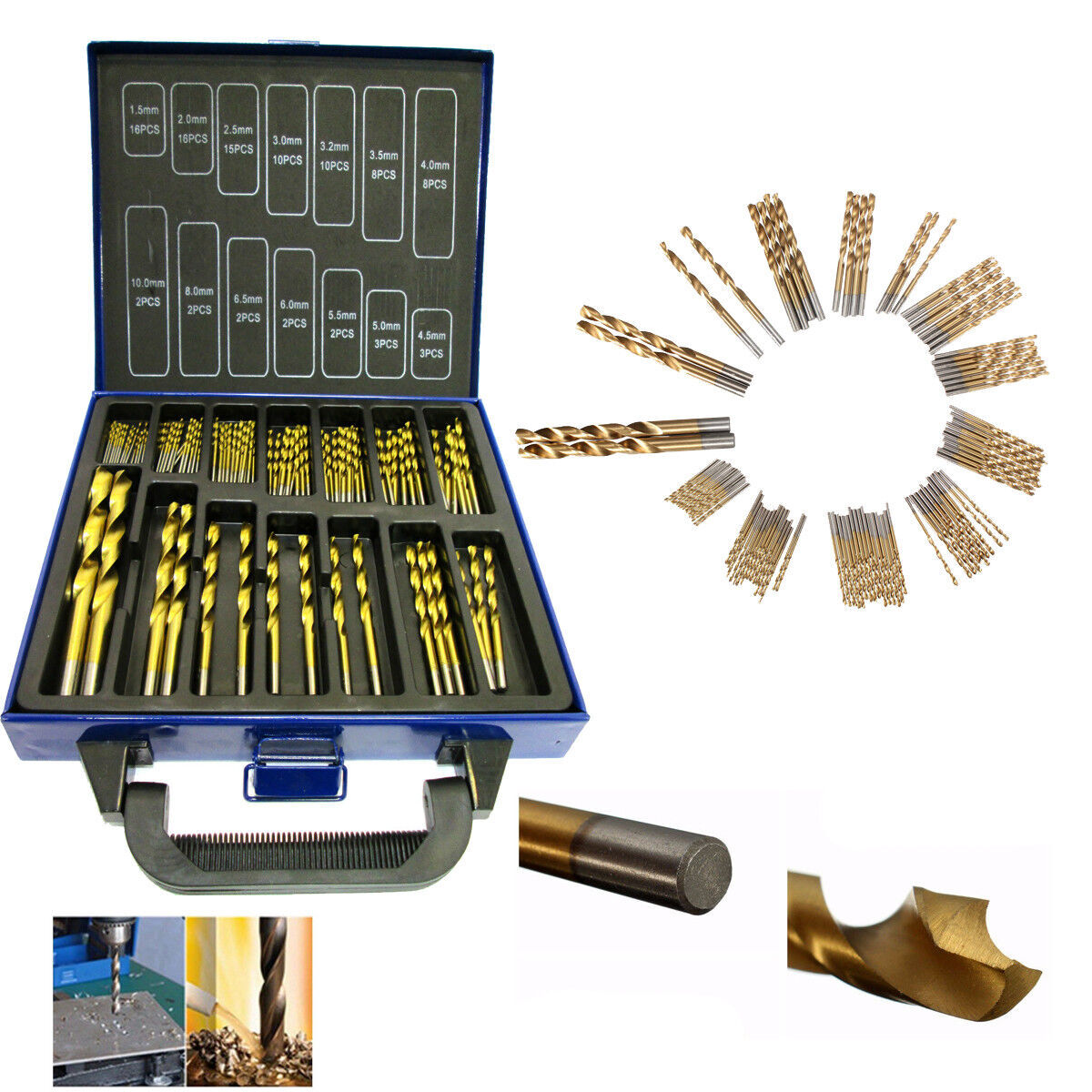 SET 99 PUNTE TRAPANO IN TITANIU DORATE PER LEGNO FERRO ALLUMINIO