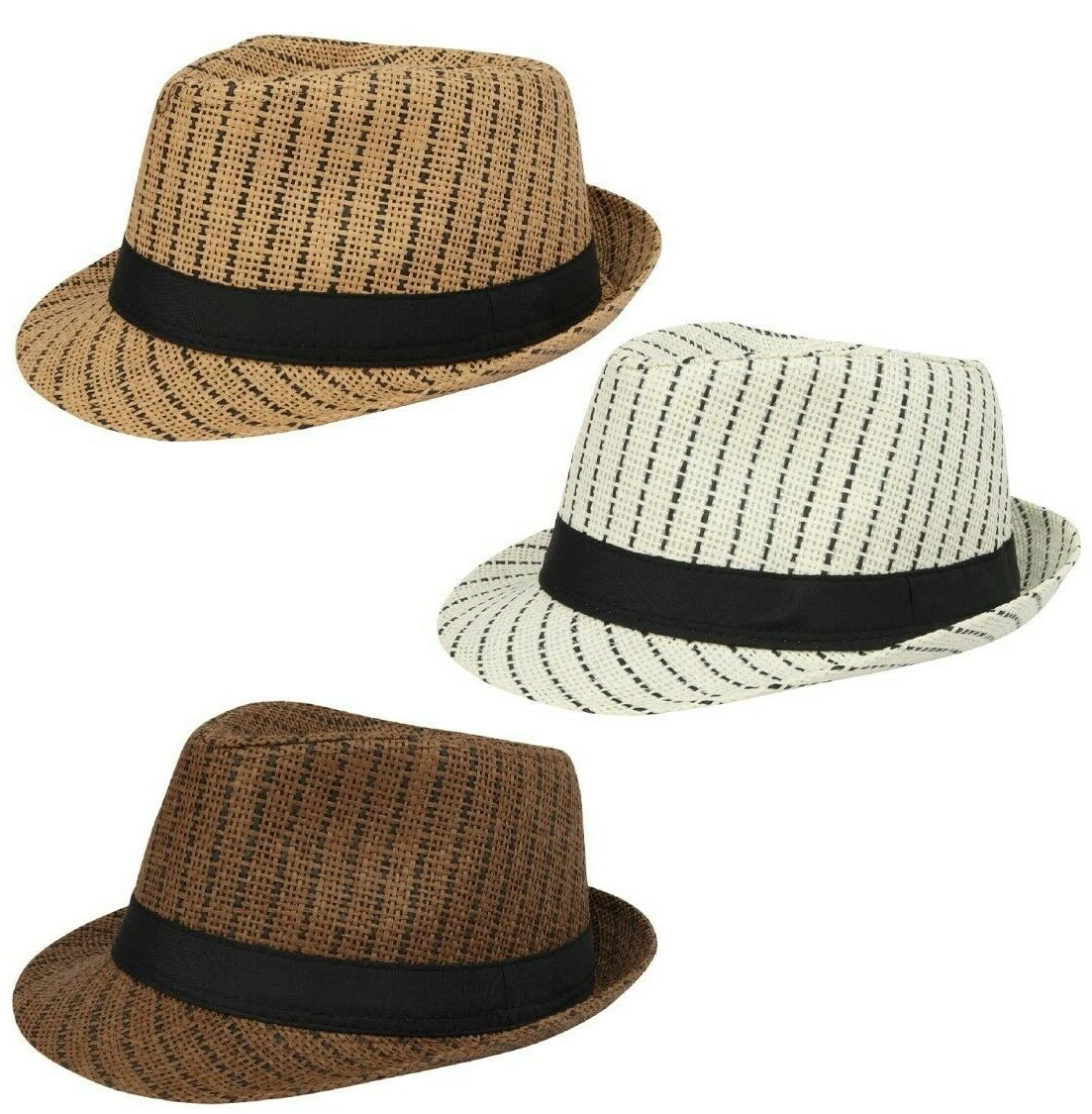 Straw Trilby Sun Hat Mens Ladies Womens Summer Panama Designer