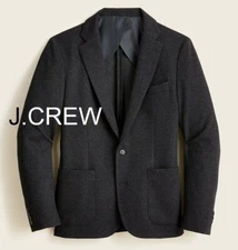JCREW blazer dark grey jacket casual charcoal Medium M 38 suit wool knit soft nr