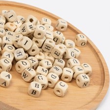 50 Letter Beads Alphabet Beads Wood Assorted Lot BULK Wholesale 10mm Cube