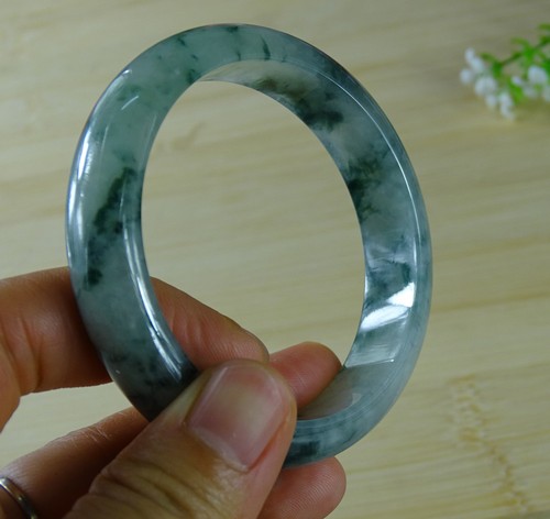 Certified Handcraft Green Grade A Jade Jadeite Bangle Bracelet 57 MM B-186-8 - Picture 6 of 7
