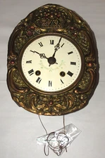 Antique French Morbier Wall Clock for Parts/Restore Untested