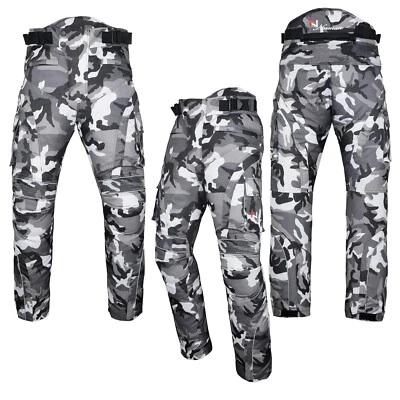 NORMAN Motorbike Motorcycle Waterproof Cordura Textile Trousers Pants Armours Grey Camo
