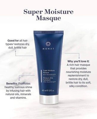 Monat Super Moisture Masque Cream 60ml | Nourishing Vegan Hair Treatment
