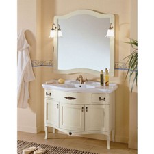 Mobile da bagno arte povera 110 specchiera bianco anticato lavabo|su