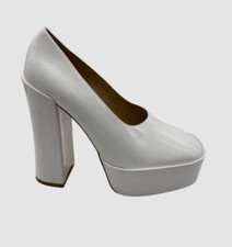  650 Stuart Weitzman Women's White Skyhigh Patent Platform Pump Heel Shoes 10