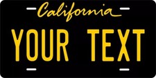 California 1996 Black Custom State License Plate Personalized 12x6 Size California 1996 Black Custom State License Plate Personalized 12x6 Size