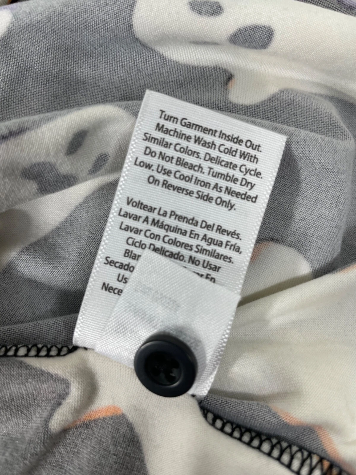 Womens Ghost Print 2-Piece Pajama Set Large 12-14 Top & Shorts