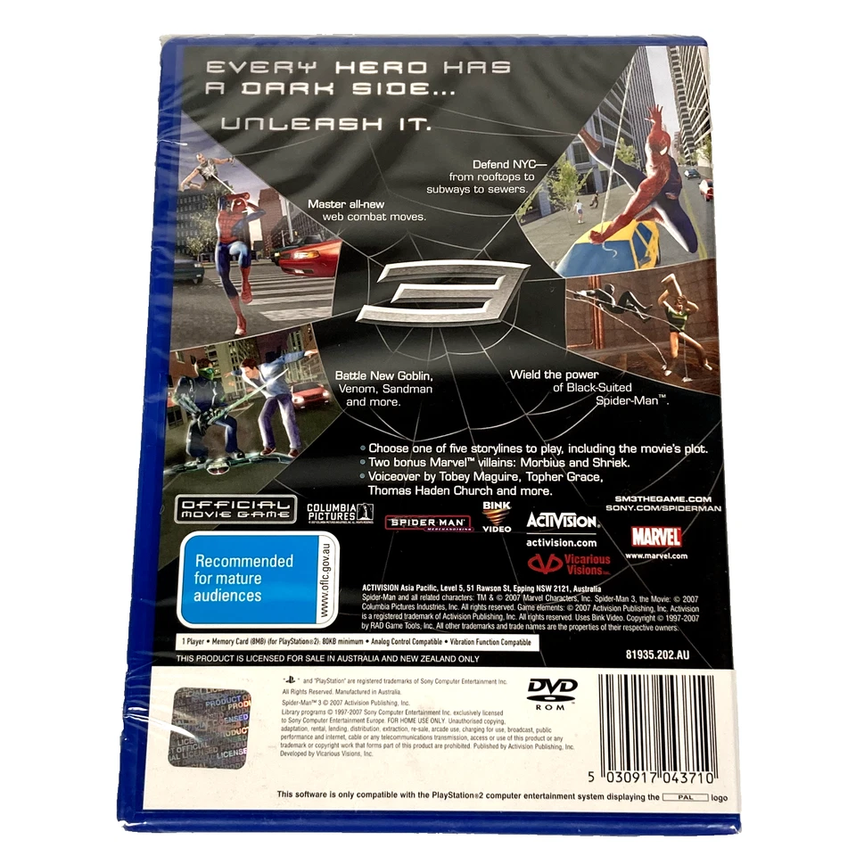 Spider-Man 3 PS2 PlayStation 2 Game (2007) PAL Brand New & Sealed - Image 2 of 4