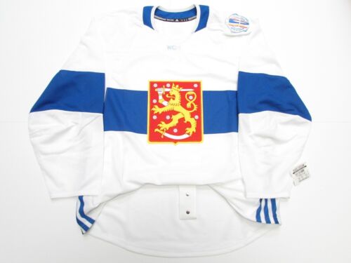 FINLAND AUTHENTIC WHITE 2016 WORLD CUP OF HOCKEY TEAM ISSUED ADIDAS JERSEY SZ 58 - Picture 1 of 7